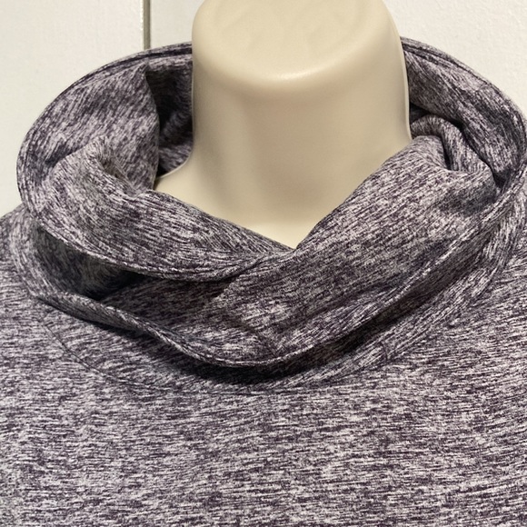 Apana Cowl Neck Pullover Yoga Heather Gray Purple Sweatshirt Womens Large - Picture 3 of 10